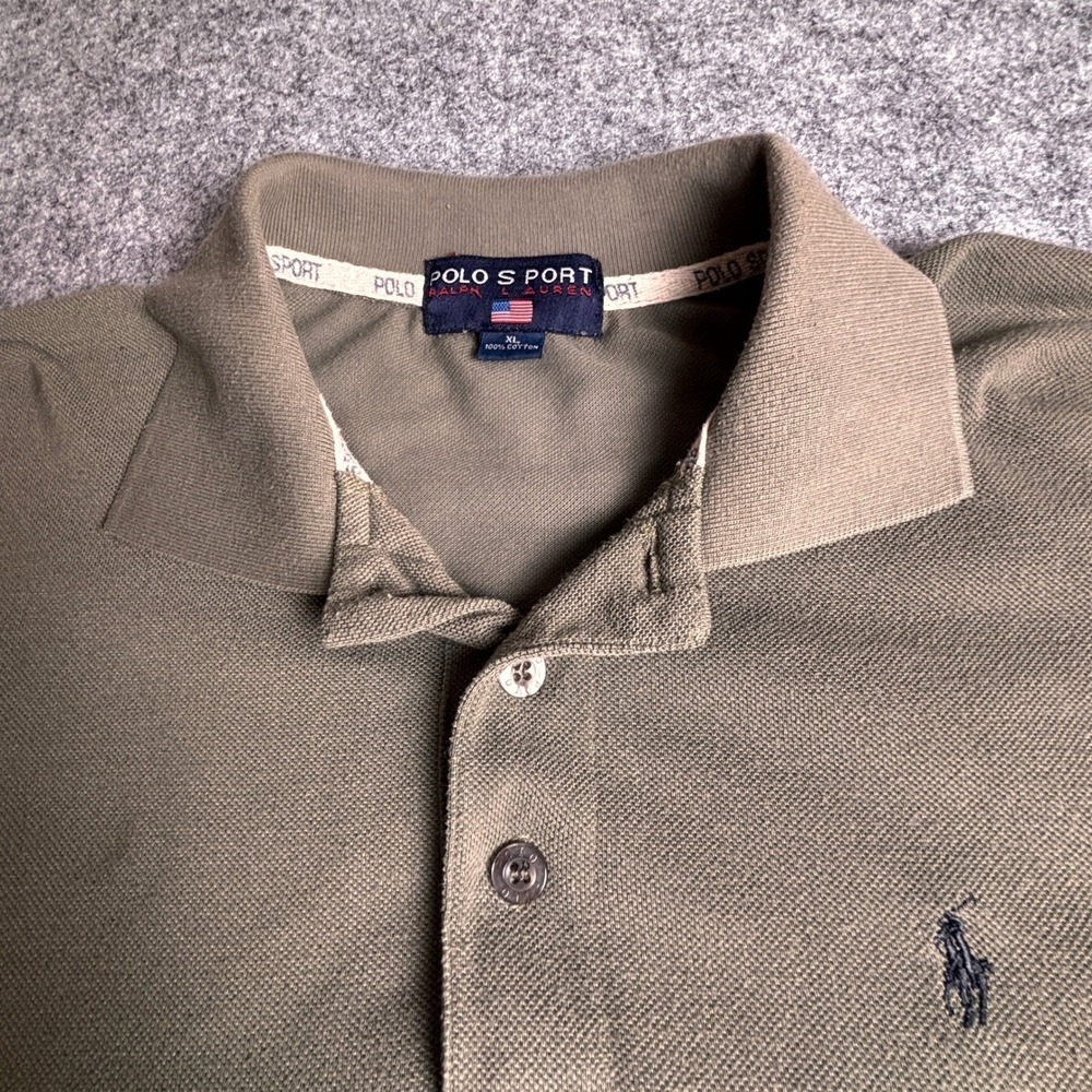 Polo Sport Ralph Lauren Polo Shirt Mens XL Olive Green Excellent Long Sleeve